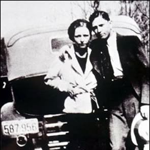 Clyde and Bonnie by car Pictures, Images and Photos