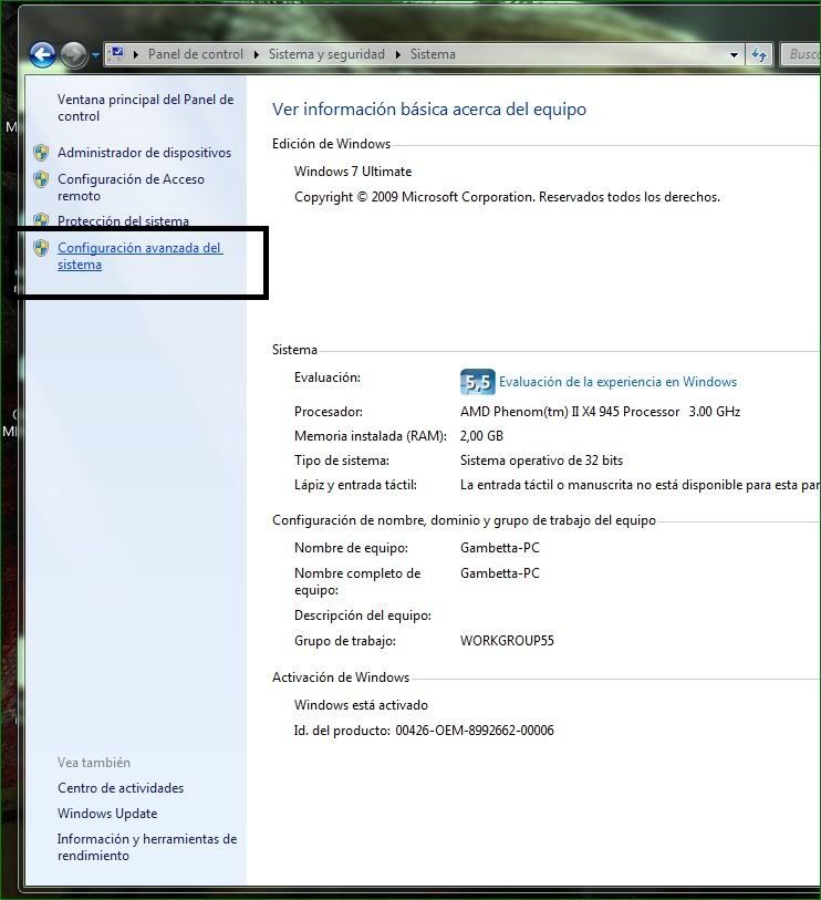 la memoria virtual, configuracion