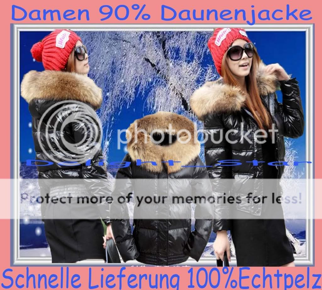 star DAMEN Daunen Mantel Jacke 100% Raccoon Fur Real